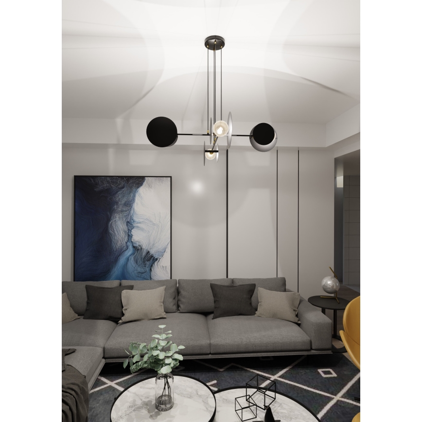 Κρεμαστό φωτιστικό οροφής IDEA 4xE27/15W/230V μαύρο