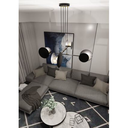 Κρεμαστό φωτιστικό οροφής IDEA 4xE27/15W/230V μαύρο