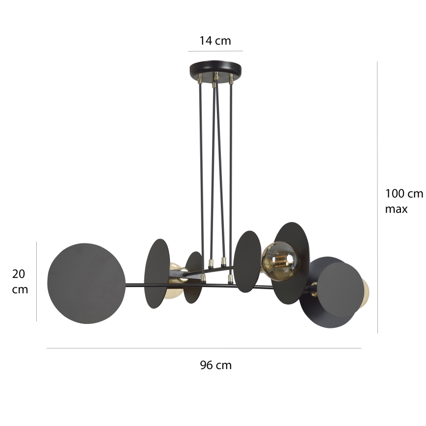 Κρεμαστό φωτιστικό οροφής IDEA 4xE27/15W/230V μαύρο