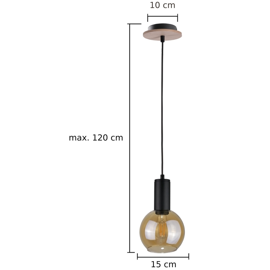 Κρεμαστό φωτιστικό οροφής JANTAR WOOD 1xE27/60W/230V