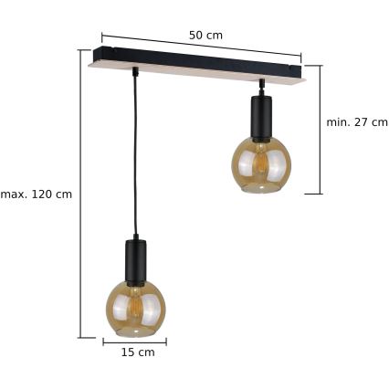 Κρεμαστό φωτιστικό οροφής JANTAR WOOD 2xE27/60W/230V