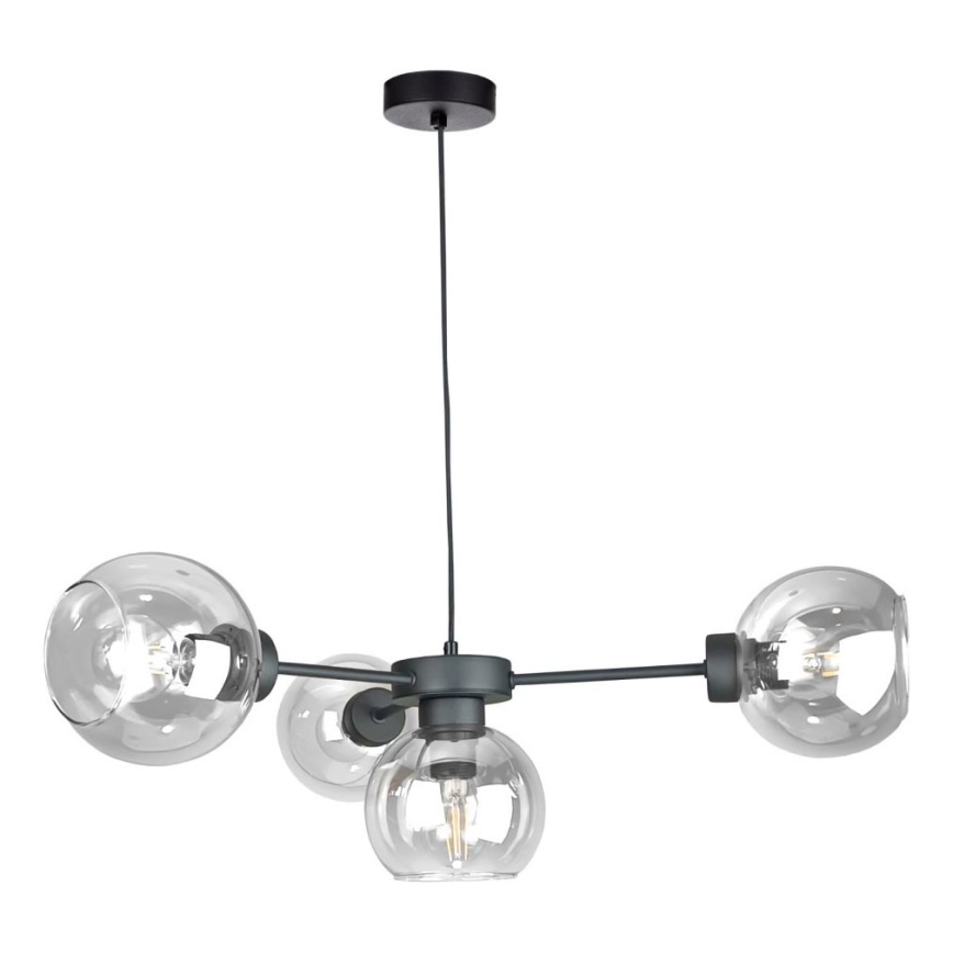 Κρεμαστό φωτιστικό οροφής KALIOPE 4xE27/60W/230V μαύρο/διαφανές