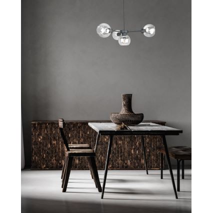 Κρεμαστό φωτιστικό οροφής KALIOPE 4xE27/60W/230V μαύρο/διαφανές