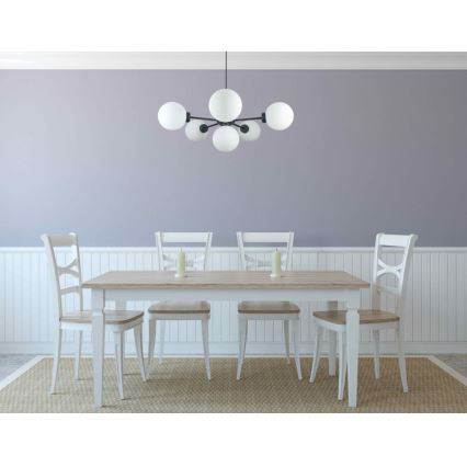 Κρεμαστό φωτιστικό οροφής KALIOPE 6xE14/50W/230V μαύρο/λευκό