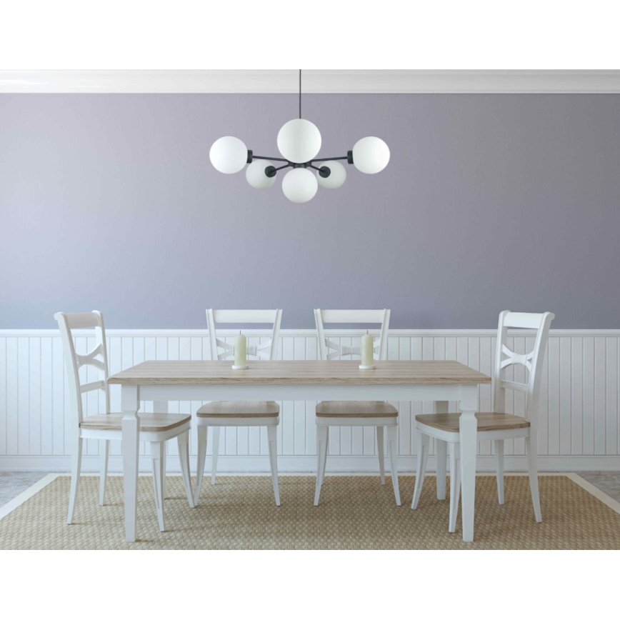 Κρεμαστό φωτιστικό οροφής KALIOPE 6xE14/50W/230V μαύρο/λευκό