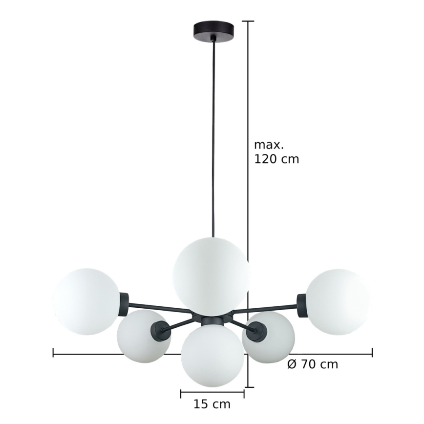 Κρεμαστό φωτιστικό οροφής KALIOPE 6xE14/50W/230V μαύρο/λευκό