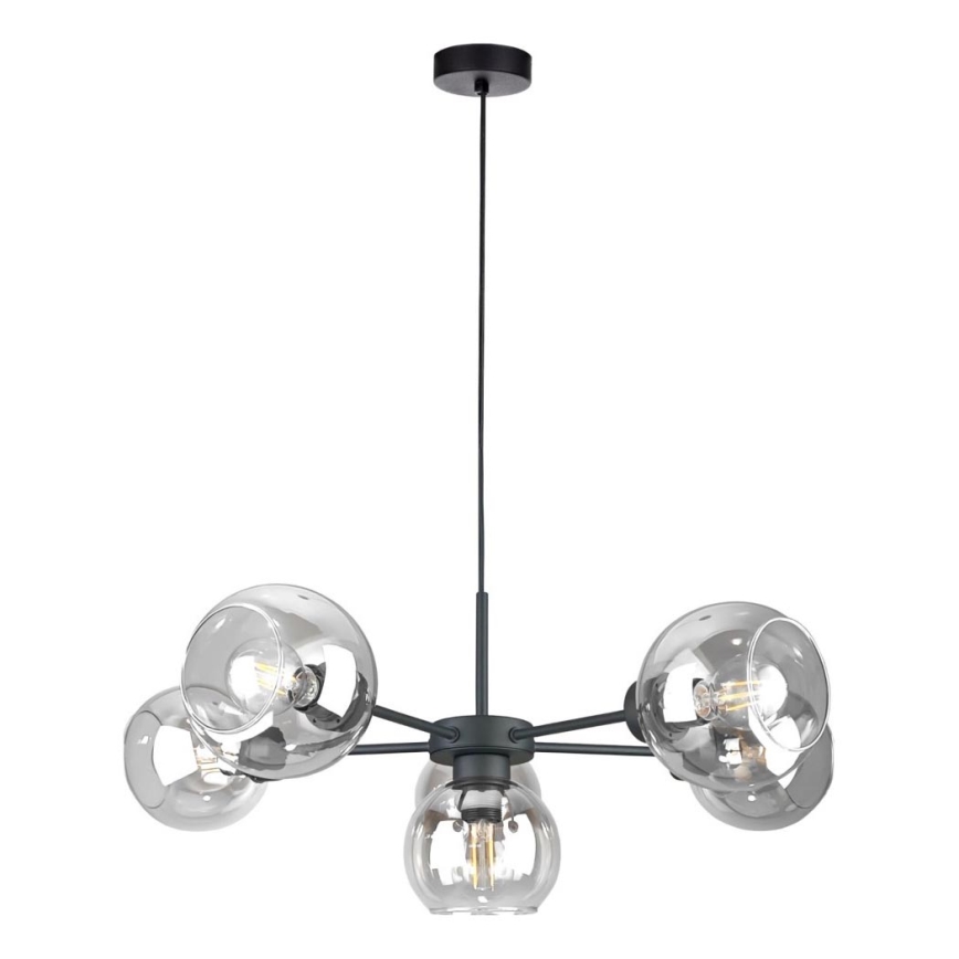 Κρεμαστό φωτιστικό οροφής KALIOPE 6xE27/60W/230V μαύρο/διαφανές