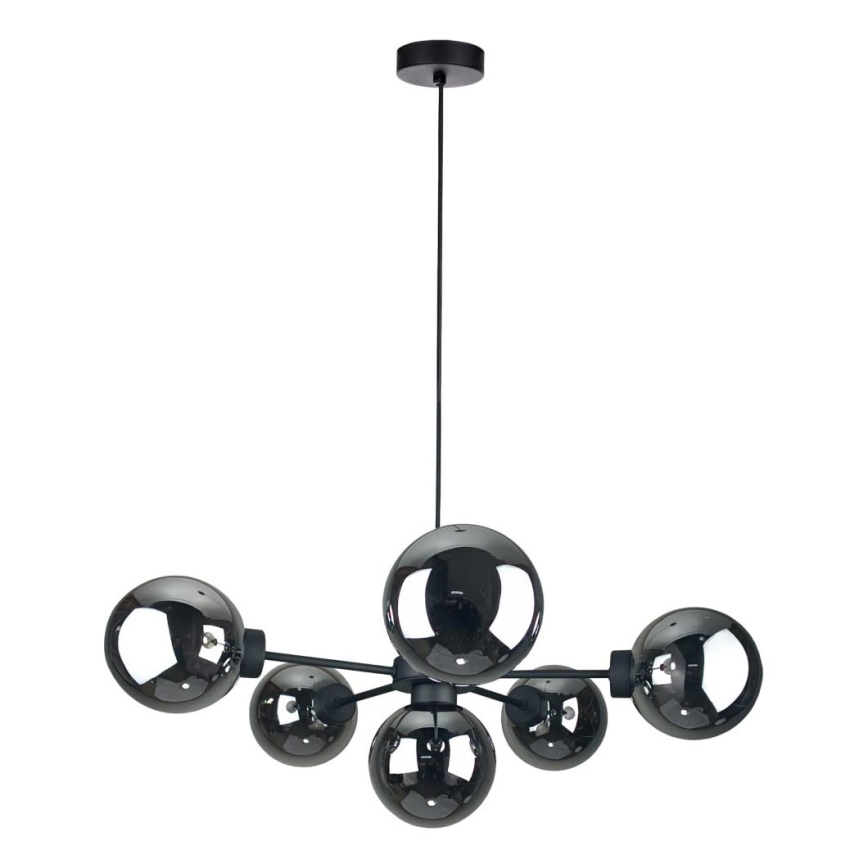 Κρεμαστό φωτιστικό οροφής KALIOPE II 6xE14/50W/230V μαύρο/φιμέ μαύρο