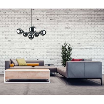 Κρεμαστό φωτιστικό οροφής KALIOPE II 6xE14/50W/230V μαύρο/φιμέ μαύρο