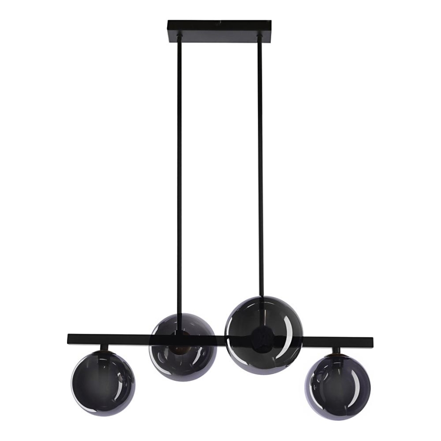 Κρεμαστό φωτιστικό οροφής KAMA 4xG9/28W/230V μαύρο/φιμέ μαύρο