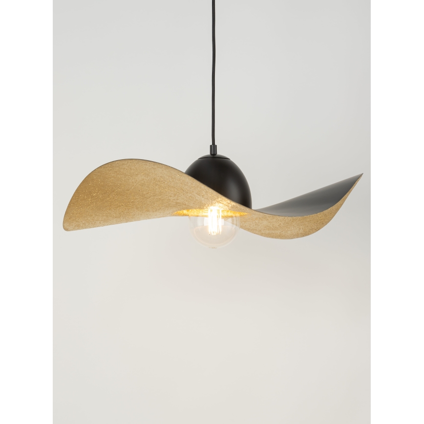 Κρεμαστό φωτιστικό οροφής KAPELLO 1xE27/60W/230V διάμετρος 55 cm μαύρο/χρυσαφί