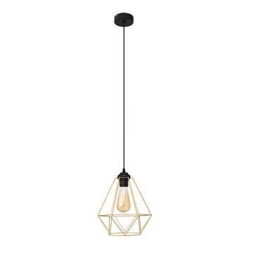 Κρεμαστό φωτιστικό οροφής KARO 1xE27/15W/230V χρυσαφί/μαύρο