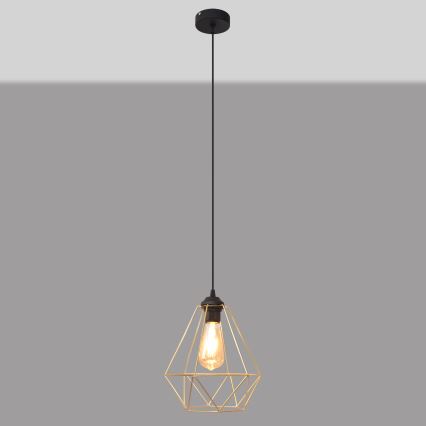 Κρεμαστό φωτιστικό οροφής KARO 1xE27/15W/230V χρυσαφί/μαύρο