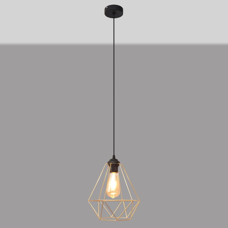 Κρεμαστό φωτιστικό οροφής KARO 1xE27/15W/230V χρυσαφί/μαύρο