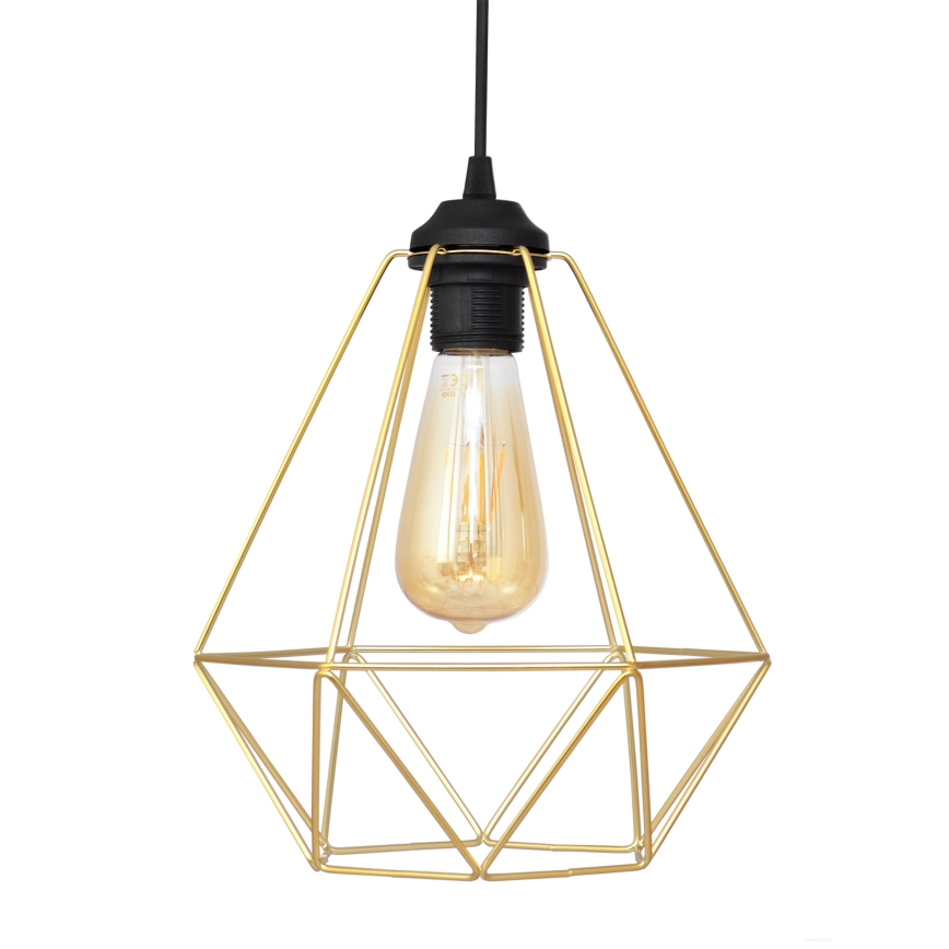 Κρεμαστό φωτιστικό οροφής KARO 1xE27/15W/230V χρυσαφί/μαύρο