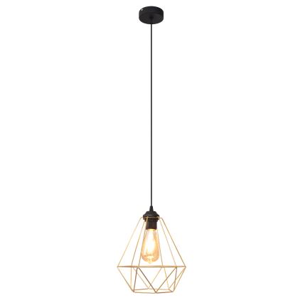Κρεμαστό φωτιστικό οροφής KARO 1xE27/15W/230V χρυσαφί/μαύρο