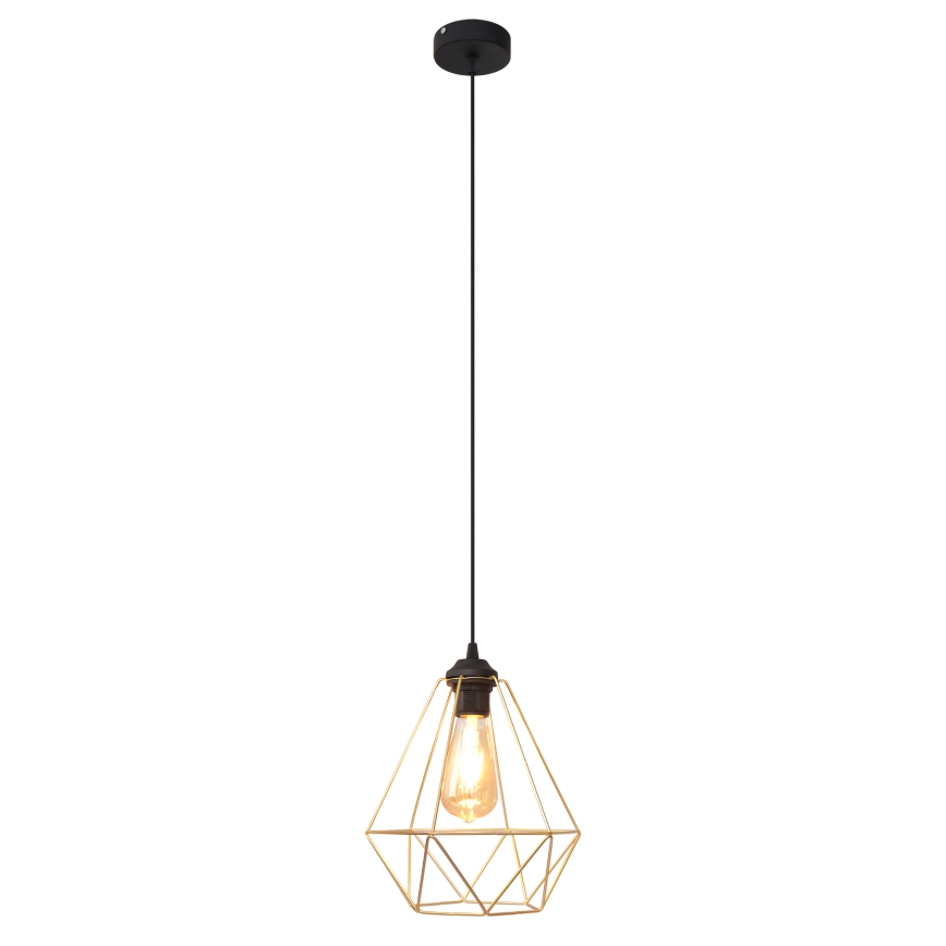 Κρεμαστό φωτιστικό οροφής KARO 1xE27/15W/230V χρυσαφί/μαύρο