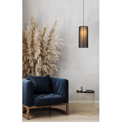 Κρεμαστό φωτιστικό οροφής KIOTO 1xE27/40W/230V διάμετρος 18 cm μαύρο/οξιά