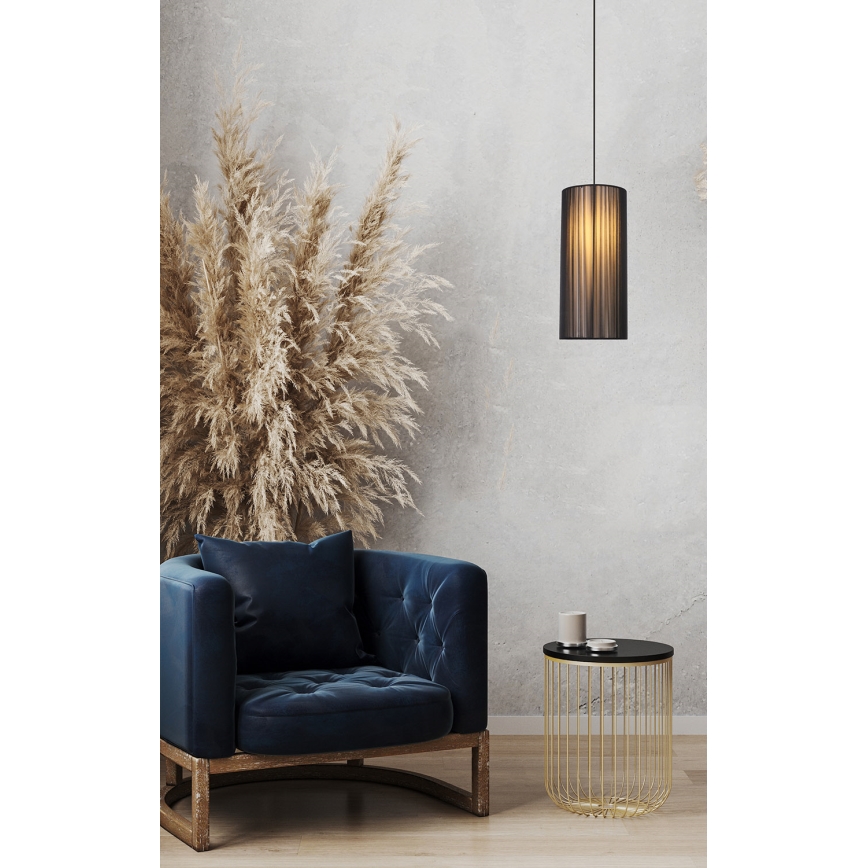 Κρεμαστό φωτιστικό οροφής KIOTO 1xE27/40W/230V διάμετρος 18 cm μαύρο/οξιά