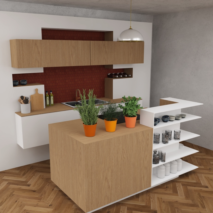 Κρεμαστό φωτιστικό οροφής KITCHEN 1xE27/15W/230V λευκό/χρυσό