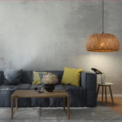 Κρεμαστό φωτιστικό οροφής KORFU 1xE27/20W/230V διάμετρος 38 cm μπαμπού