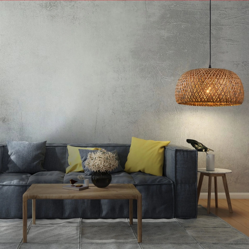 Κρεμαστό φωτιστικό οροφής KORFU 1xE27/20W/230V διάμετρος 38 cm μπαμπού