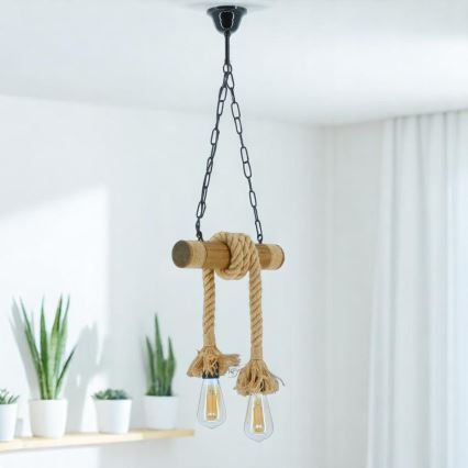 Κρεμαστό φωτιστικό οροφής KOS 2xE27/60W/230V οξιά - FSC πιστοποιημένο