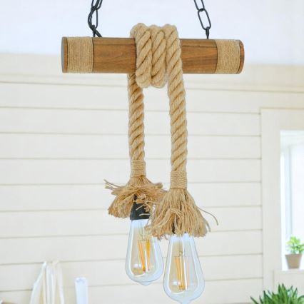 Κρεμαστό φωτιστικό οροφής KOS 2xE27/60W/230V οξιά - FSC πιστοποιημένο