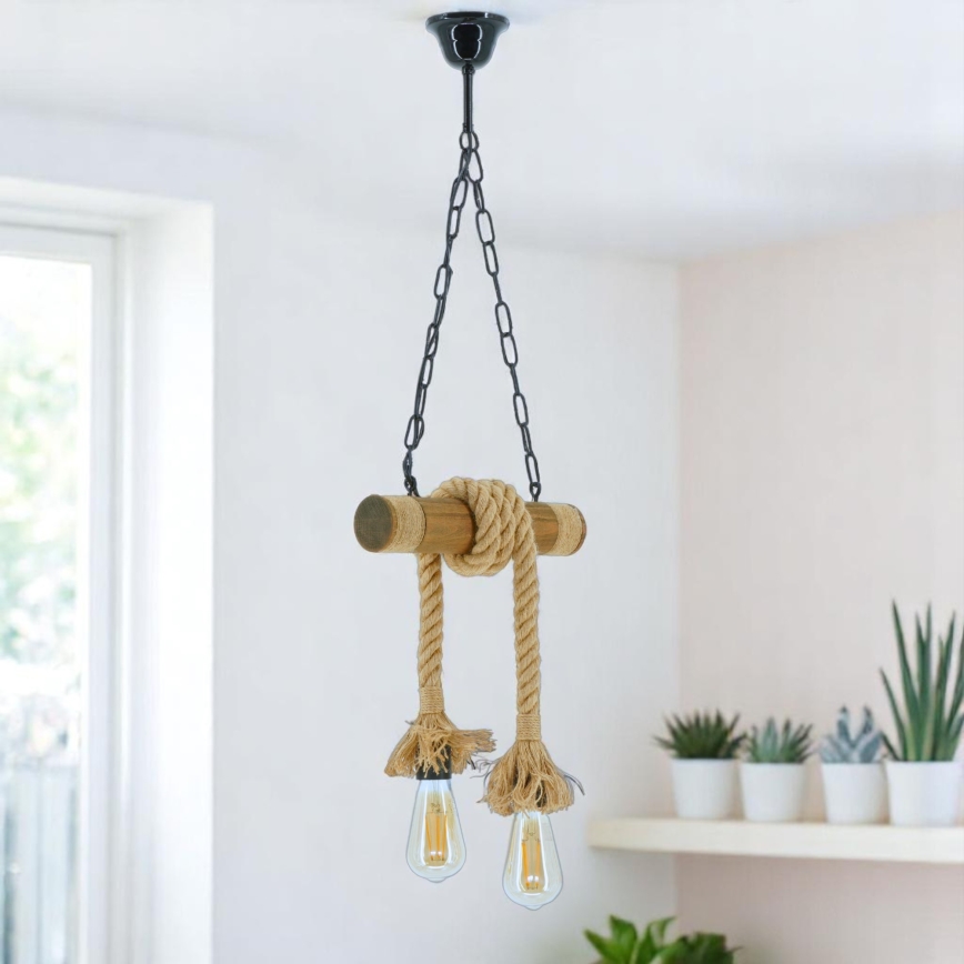 Κρεμαστό φωτιστικό οροφής KOS 2xE27/60W/230V οξιά - FSC πιστοποιημένο