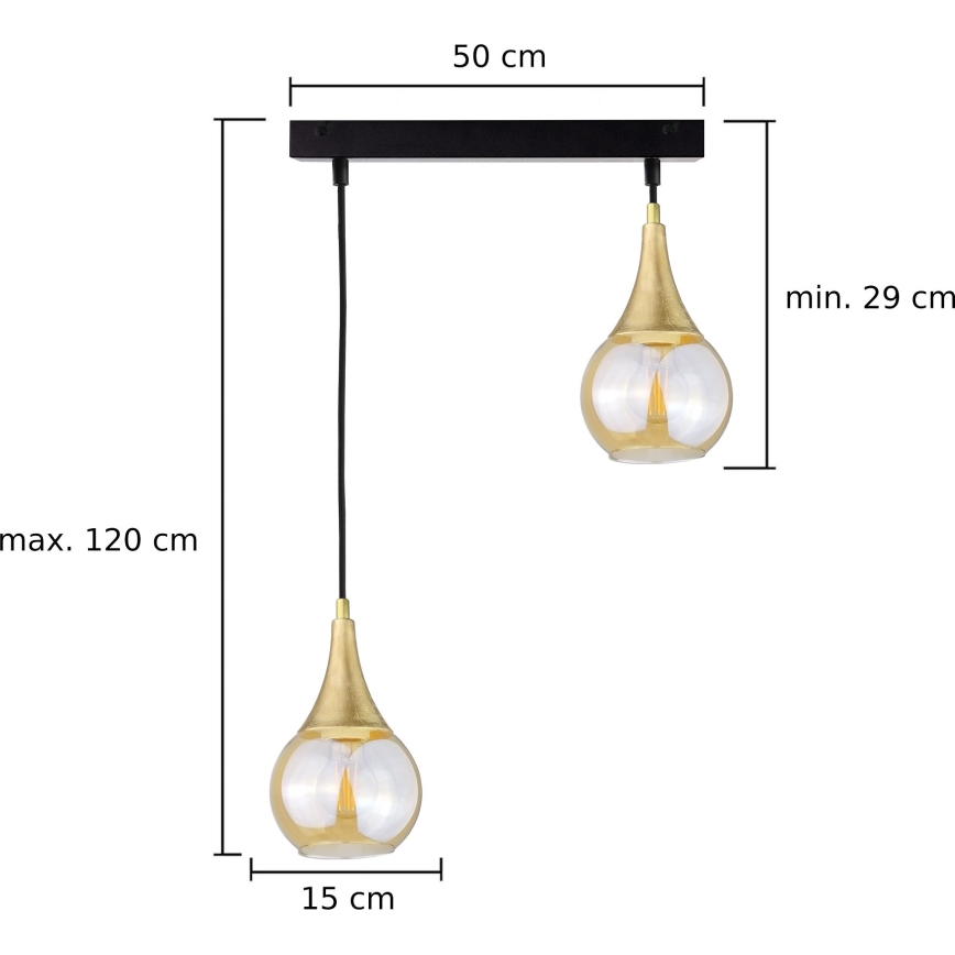 Κρεμαστό φωτιστικό οροφής LACRIMA HONEY 2xE27/60W/230V
