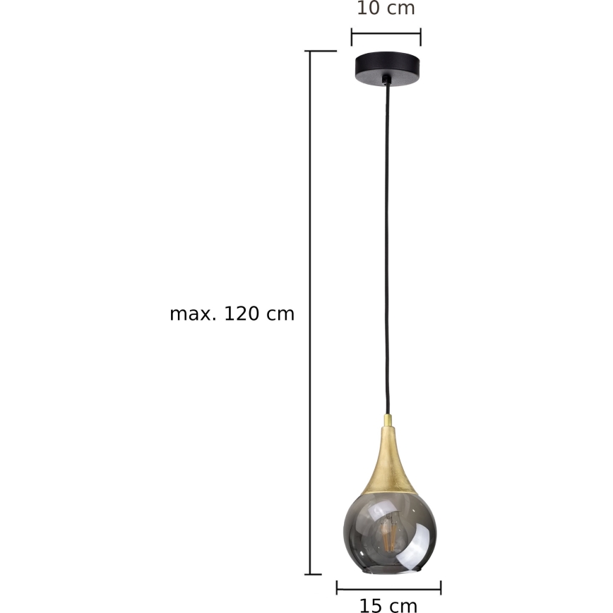 Κρεμαστό φωτιστικό οροφής LACRIMA SMOKY 1xE27/60W/230V