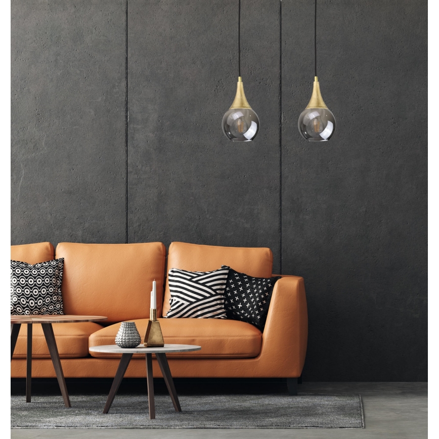 Κρεμαστό φωτιστικό οροφής LACRIMA SMOKY 2xE27/60W/230V