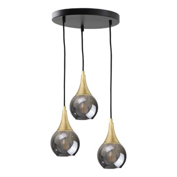 Κρεμαστό φωτιστικό οροφής LACRIMA SMOKY 3xE27/60W/230V διάμετρος 30 cm