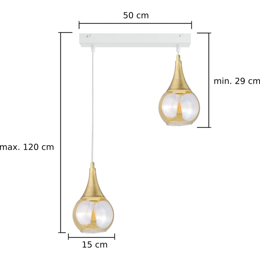 Κρεμαστό φωτιστικό οροφής LACRIMA WHITE 2xE27/60W/230V