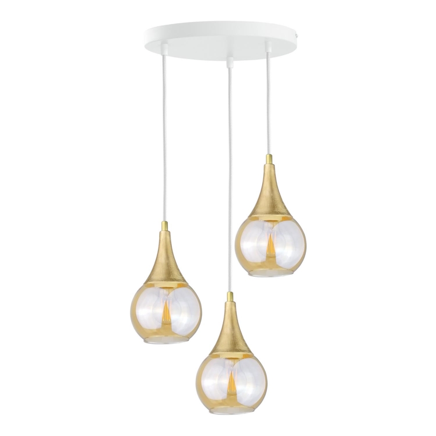Κρεμαστό φωτιστικό οροφής  LACRIMA WHITE 3xE27/60W/230V διάμετρος 30 cm