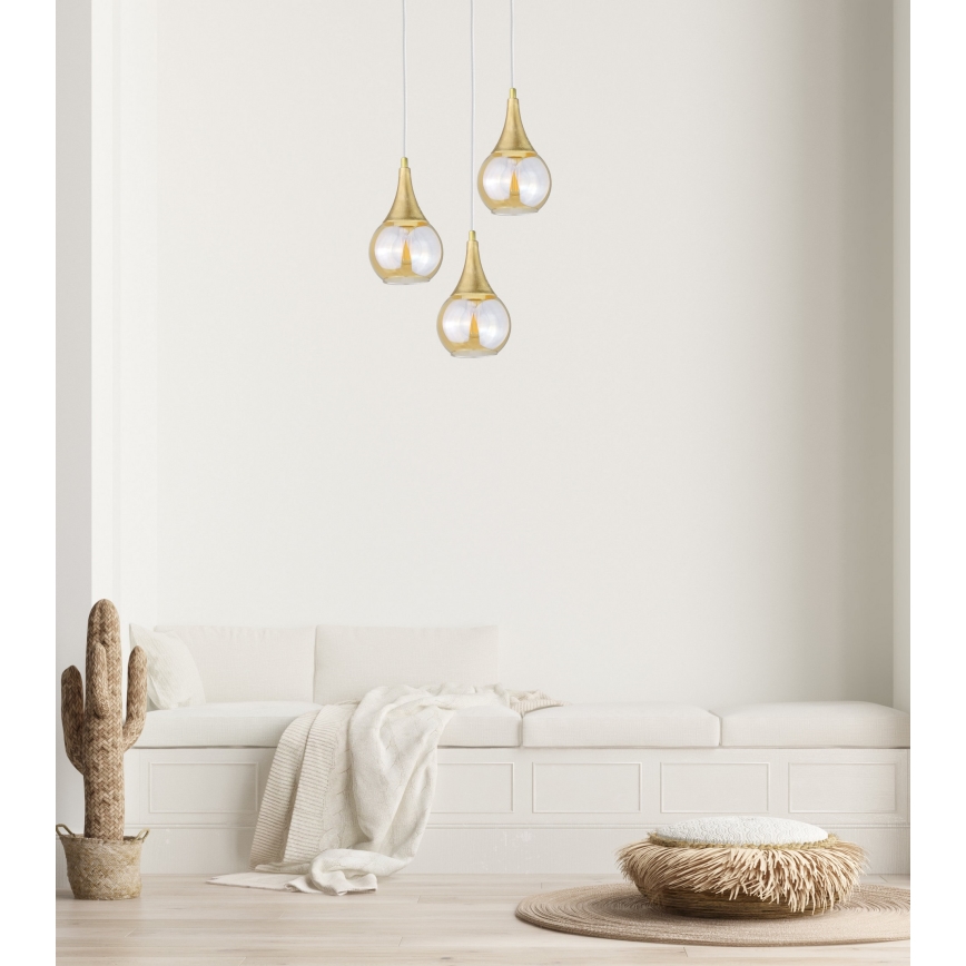 Κρεμαστό φωτιστικό οροφής  LACRIMA WHITE 3xE27/60W/230V διάμετρος 30 cm