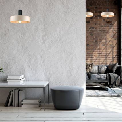 Κρεμαστό φωτιστικό οροφής LATTE 1xE27/60W/230V μπεζ/μαύρο