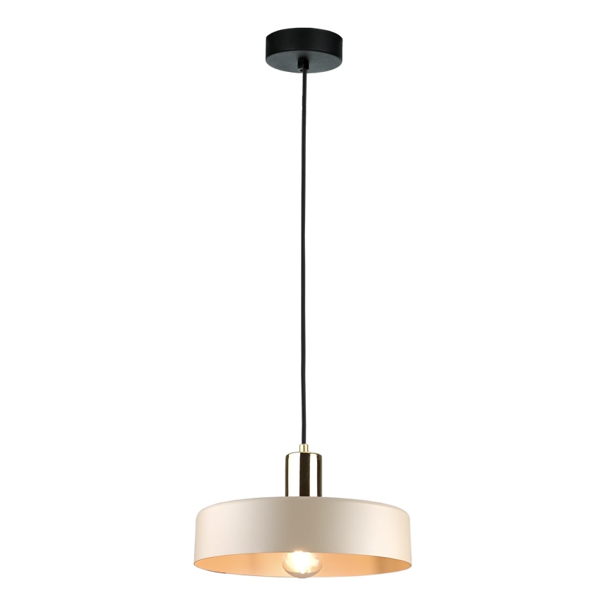 Κρεμαστό φωτιστικό οροφής LATTE 1xE27/60W/230V μπεζ/μαύρο/γυαλιστερό χρώμιο