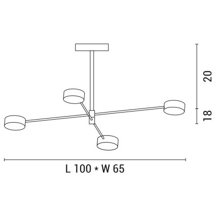 Κρεμαστό φωτιστικό οροφής LED 4xLED/12W/230V 4000K χρυσαφί