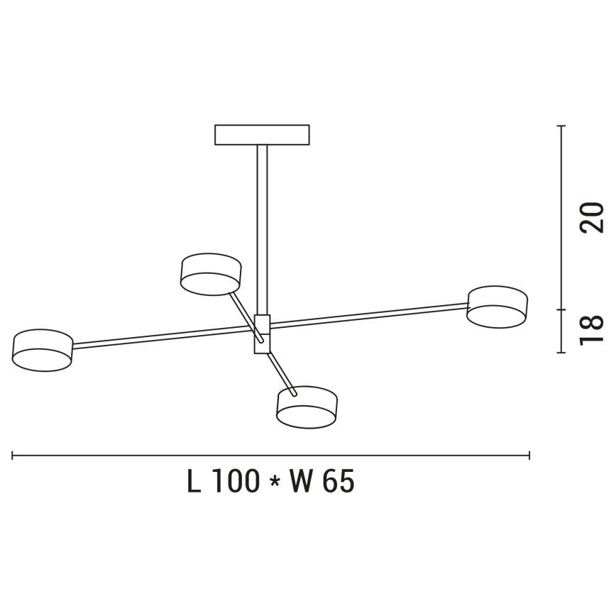 Κρεμαστό φωτιστικό οροφής LED 4xLED/12W/230V 4000K χρυσαφί