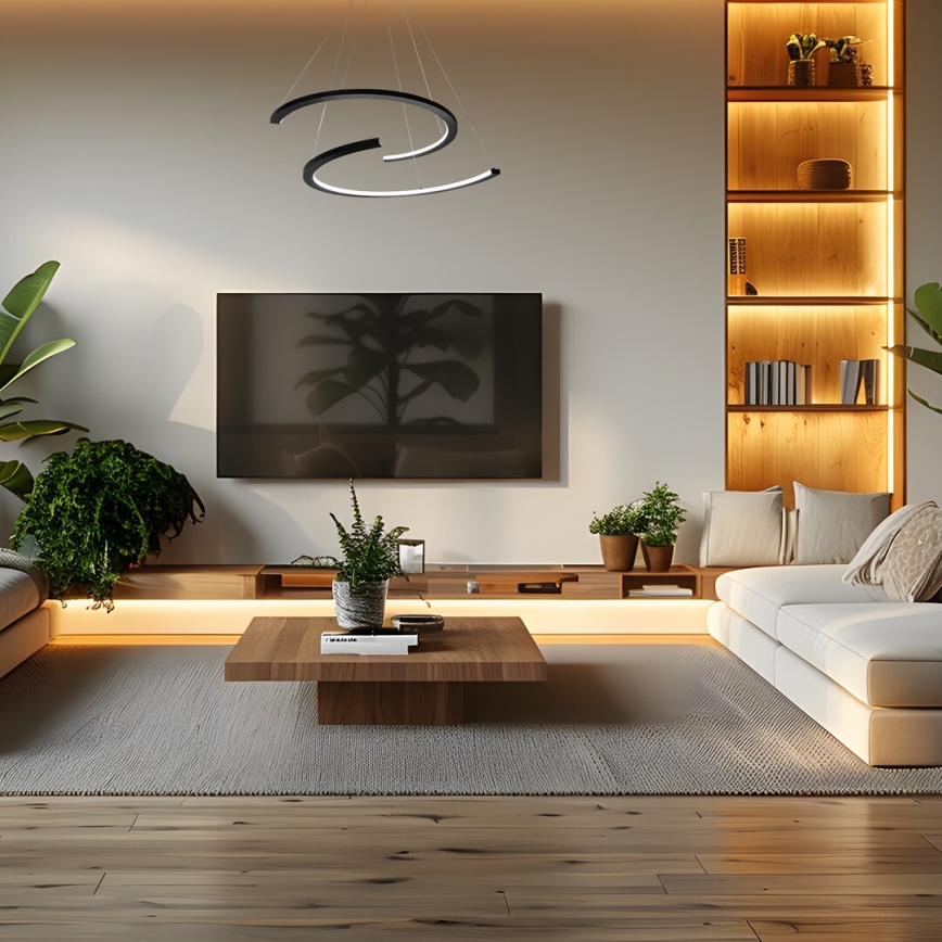 Κρεμαστό φωτιστικό οροφής LED DOUBLEMOON LED/30W/230V μαύρο
