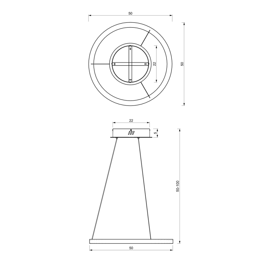 Κρεμαστό φωτιστικό οροφής LED GALAXIA LED/26W/230V μαύρο
