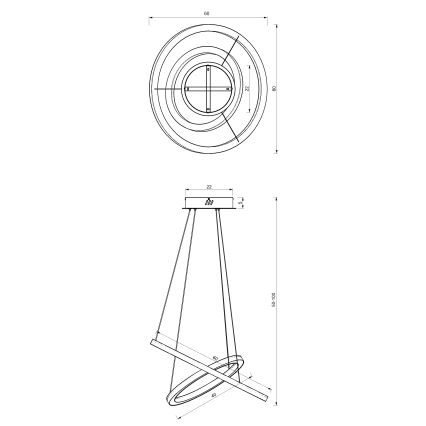 Κρεμαστό φωτιστικό οροφής LED GALAXIA LED/46W/230V χρυσό