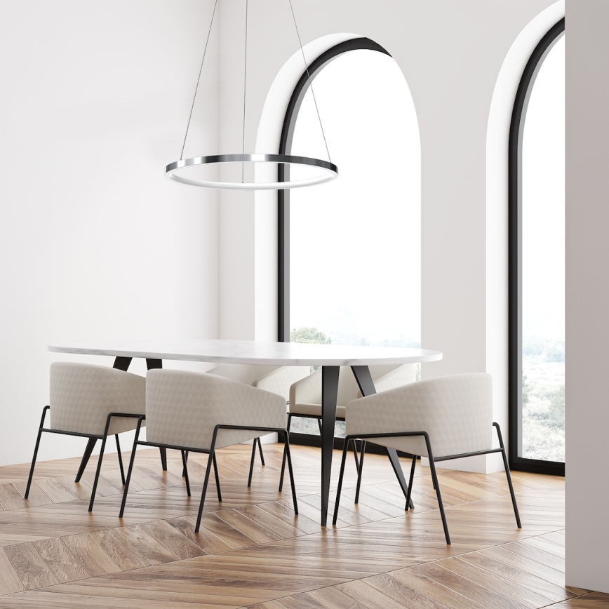 Κρεμαστό φωτιστικό οροφής LED HOOP LED/27W/230V διάμετρος 50 cm 4000K γυαλιστερό χρώμιο