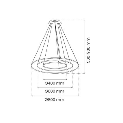 Κρεμαστό φωτιστικό οροφής LED HOOP LED/93W/230V διάμετρος 60 cm 4000K μαύρο