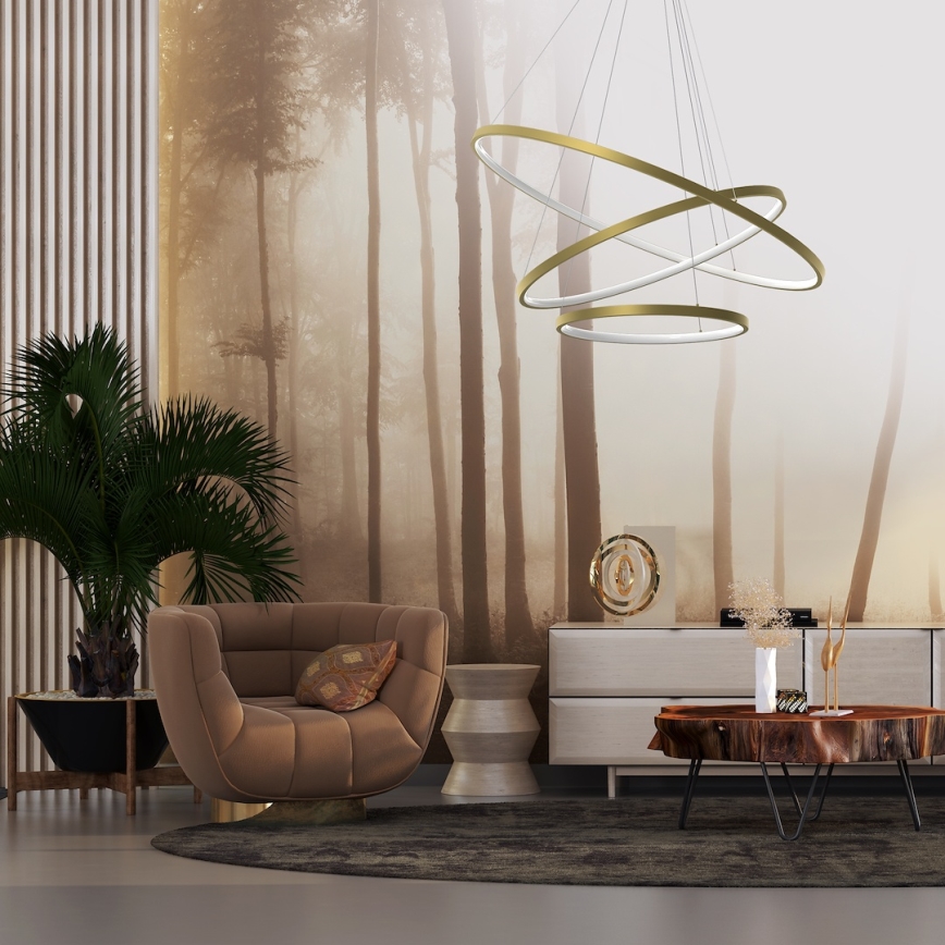 Κρεμαστό φωτιστικό οροφής LED HOOP LED/93W/230V διάμετρος 80 cm 4000K χρυσό