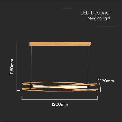 Κρεμαστό φωτιστικό οροφής LED LED/15W/230V 3000K καφέ