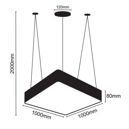 Κρεμαστό φωτιστικό οροφής LED LED/170W/230V 4000K 100x100 cm