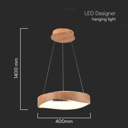 Κρεμαστό φωτιστικό οροφής LED LED/18W/230V 3000K ø 40 cm καφέ