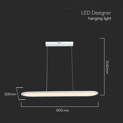 Κρεμαστό φωτιστικό οροφής LED LED/24W/230V 3000K λευκό
